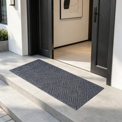 Deurmat voor binnen, 40 x 120 cm, antislip, stofdicht, wasbaar, waterdichte deurmat, ruitpatroon, voor binnen, voor ingang, voordeur, patio, hal, tuin, grijs
