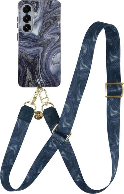 AVY Hoesje Met Telefoonkoord | Geschikt voor Samsung Galaxy S26 Plus | Compatibel met MagSafe & Qi2 | Hard Shell Back Cover | Stijlvol Bijpassend Koord Crossbody (130CM) | Obscura Blue