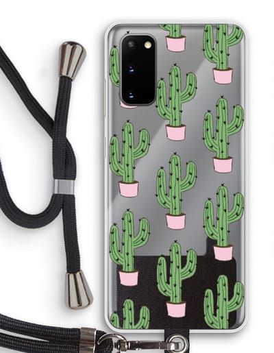 Case Company® - Hoesje met koord geschikt voor Samsung Galaxy S20 hoesje met Koord - Cactus Lover - Telefoonhoesje met Zwart Koord - Bescherming aan alle Kanten en Over de Schermrand
