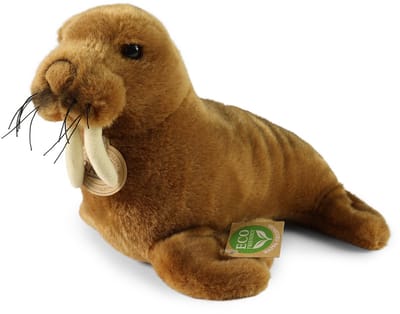 Rappa ECO knuffel walrus 26 cm - realistische knuffel van recyclede PET flessen - bruin