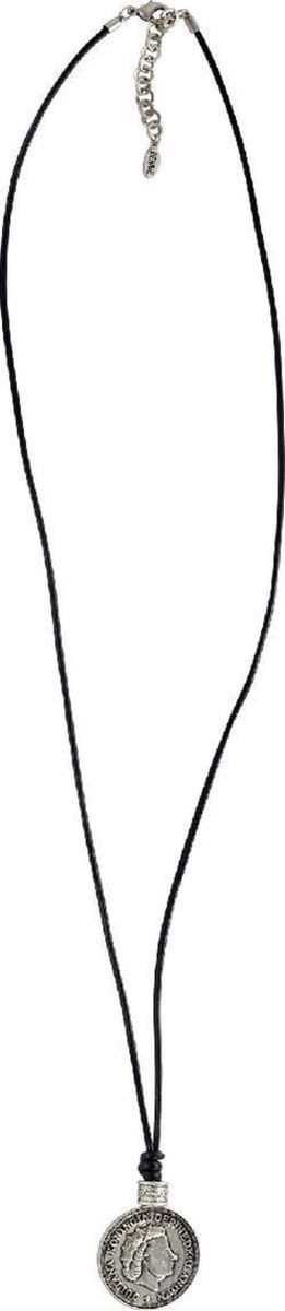 Behave Lange ketting imitatieleer met munt – Nikkelvrije modeketting