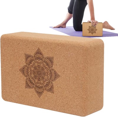 Yogablokken - Yoga steen - Balans verbeteren - Ronde randen - 22.5 x 15 x 7.5 cm - Houtkleur