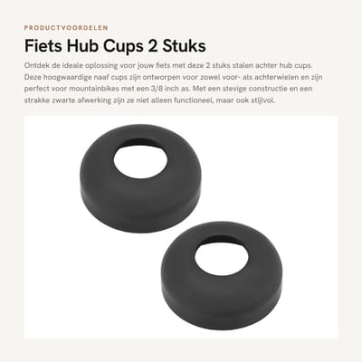 Dailygoods- Fiets Hub Cups - 2 Stuks - Staal - Achterwielnaaf - Buitendiameter 30 mm - Hoogte 10,8 mm - Zwart - Fietsnaven