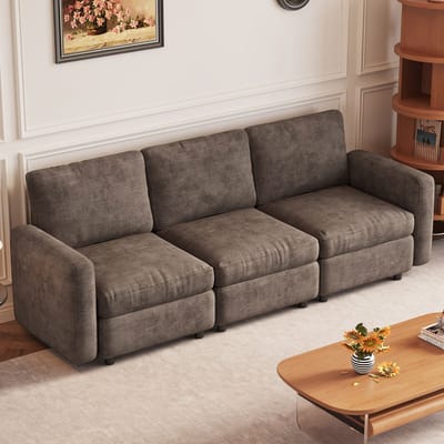 Guyii Meubels bank,Moderne 3-zitsbank in koffiekleur – Zachte sponsvulling, stabiele poten, comfortabel en ademend – sofa Afmetingen 229×85×77cm