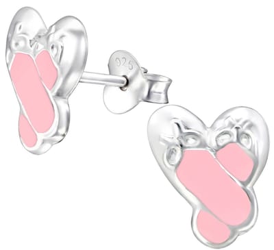 Joy|S - Zilveren ballerina ballet schoentjes oorbellen - 9 x 11 mm - roze zilver - kinderoorbellen