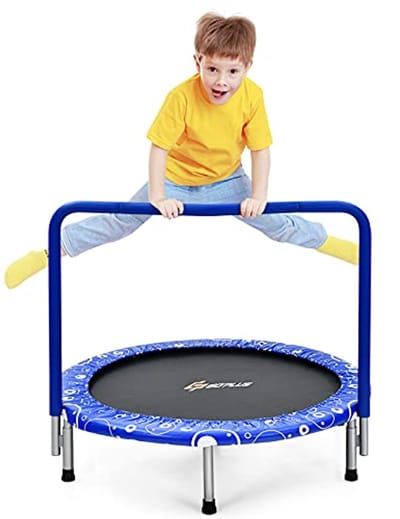 Kinderen Mini Trampoline φ92 cm met Handgreep - Opvouwbare Tuin Trampoline tot 150 kg
