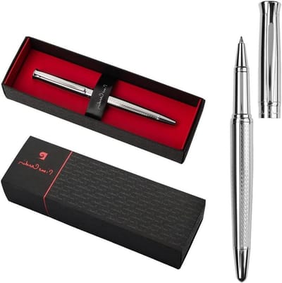 Rollerball Pen - Schrijfgerei Pennen - Persoonlijk Cadeau - Lasergravure Mogelijk - 14 cm - Zilver