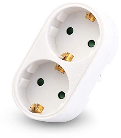 Verdeelstekker - Duo verloopstekker - Stopcontact splitter - Power adapter - Met randaarde - Verticaal - Stopcontact verdeler - Wit - Jonyx
