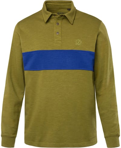 JP 1880 - Heren - Rugby-sweater strepen op de borst polokraag met drukknopen - Cactus - Maat 3XL