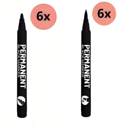 Verpakking van 12 permanent waterbestendige markers - Hoogwaardige acrylverfmarkers - Multifunctionele witte markers - Snel drogend - Geschikt voor het beschilderen van kaarten, doe-het-zelf-knutselwerkjes -14cm-Zwart