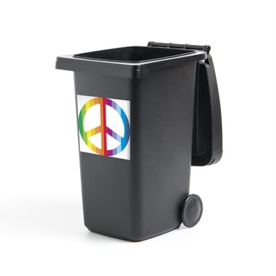 Container sticker Flower Power - Flower power vredesteken Klikosticker - 40x40 cm - kliko sticker - weerbestendige containersticker