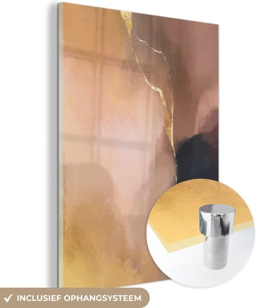 MuchoWow® Glasschilderij 120x160 cm - Schilderij acrylglas - Abstract - Verf - Pastel - Foto op glas - Schilderijen
