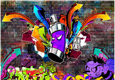 Fotobehangkoning - Behang - Vliesbehang - Fotobehang - Graffiti: Colourful attack - 150 x 105 cm