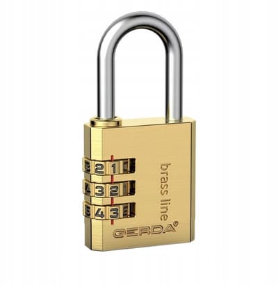 Gerda Brass Line Serie - Cijferslot - 20mm - Mosiëzeren Behuizing - Hartstalen Schakel