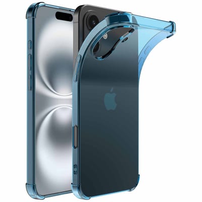 Geschikt voor iPhone 16 Telefoonhoesje Doorzichtig Siliconen met Bumper Stootrand -Blauw- Shockproof Back Cover Case - - ProtX
