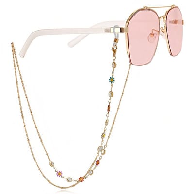 Dailygoods- Brillenketting Dames - Verstelbare Brillenhouder - Hypoallergeen - Lichtgewicht - 70 cm - Metalen Ketting met Siliconen Clip - Brilhouder