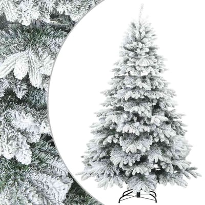 vidaXL Kunst Kerstboom met Geveerde Takken, Sneeuw Bedekt Wit 180 cm