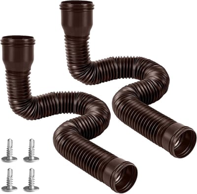Regenpijp Verlengstuk - Dakgoot Slang Flexibel - Waterafvoer Optimaliseren - Uittrekbaar tot 150 cm - 2 stuks - Bruin