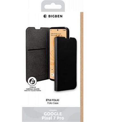 Bigben Connected, Hoesje geschikt voor Google Pixel 7 Pro - Folio Wallet met Kaarthouder & Videostandaard, Zwart