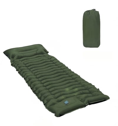 Opblaasbare kampeerslaapmat - Kampeerluchtbed met voetpomp en kussen - Klein pakket opblaasbaar matras compact en lichtgewicht - Geschikt voor buiten - 190 * 68 * 10 cm -Groen