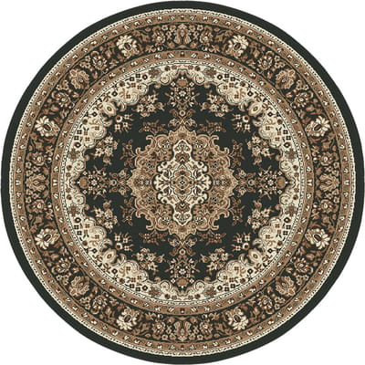 Nain Klassiek Medaillon - Rond - Laagpolig Oosters Vloerkleed - Vintage Tapijt - Zwart- 300 CM Ø