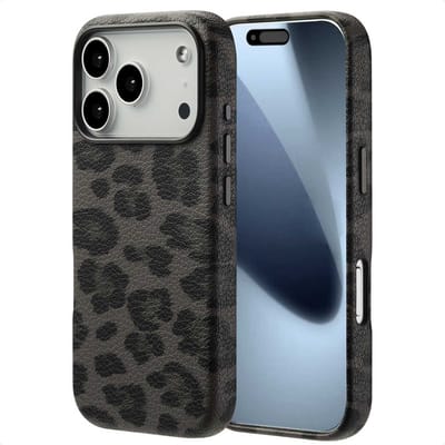 Selencia Hoesje - Geschikt voor Apple iPhone 18 Pro / 17 Pro - Sabi Backcover panterprint geschikt voor MagSafe - Midnight Black
