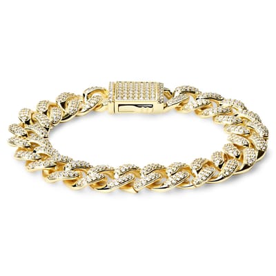 Nicos | 12 mm Goudkleurige Cubaanse Schakelarmband met Zirkonia