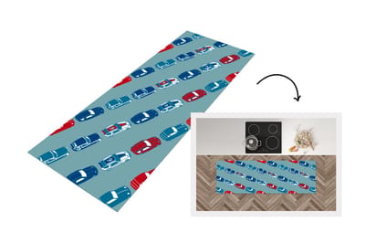 Keukenloper - Loper keuken - Patroon - Auto - Race - 150x50 cm - Keukenloper vinyl