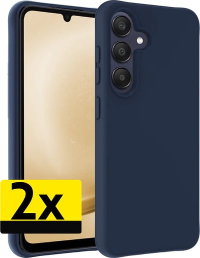 Hoesje - 2 Stuks - Geschikt voor Samsung Galaxy A25 - Sterk & Shockproof - Case Siliconen - Back Cover - Telefoon Hoes - Telefoonhoesjes - Donkerblauw