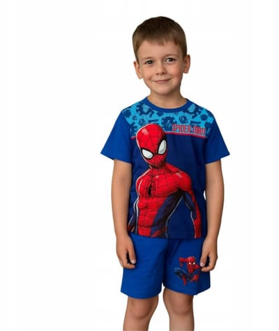 Marvel Spiderman shortama / pyjama - Katoen - donkerblauw - maat 98 cm / 3 jaar