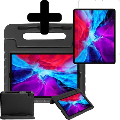 Hoesje - Geschikt voor Apple iPad Pro (2020) - 11 inch - Met Screenprotector - Kinderhoes - Shockproof Bumper - Kidsproof Case - Tablethoes - Kinder Hoes Cover - Zwart