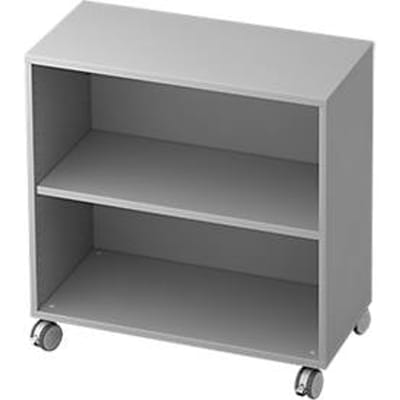 TOPAS LINE verrijdbare boekenkast, spaanplaat, 2 OH, B 800 x D 400 x H 820 mm, lichtgrijs