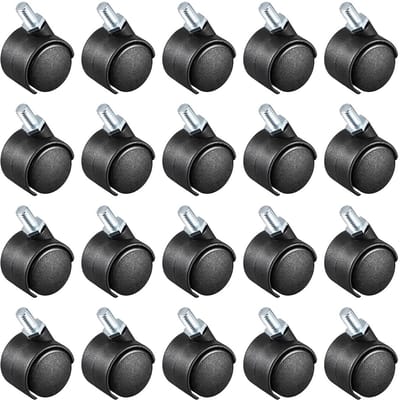 Dailygoods - 20 stuks Nylon zwenkwielen met dubbel wiel en draadstang - Ideaal voor kasten en schappen