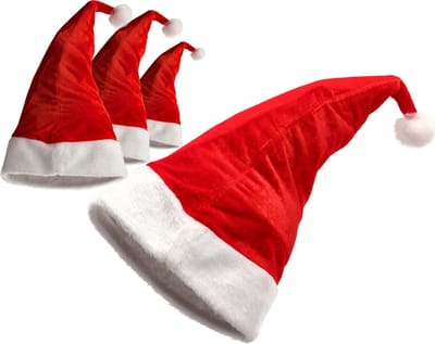 Kerstmutsen unisex set van 4 | Pluche Kerstmutsen Rood/Wit 100% Polyester | Ideaal voor kinderen en volwassenen | feestelijke gelegenheden | goede kwaliteit