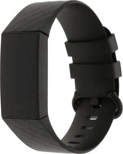 New Age Devi - Zwarte Sport Wafelband - Geschikt voor Fitbit Charge 3 4 - Horlogeband Armband Polsband - Maat SM