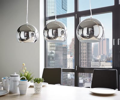 Hanglamp Pentola chroom zilverkleurig 75 cm 3 lampenkappen plafondlamp