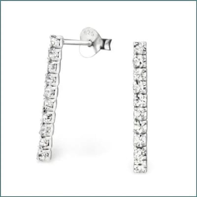 Aramat Jewels | Oorbellen | Geometrische Zilveren Oorbellen | Zirkonia-18x2mm | |10mm | Zilver | Kinderen, Volwassenen | Verkleurd niet