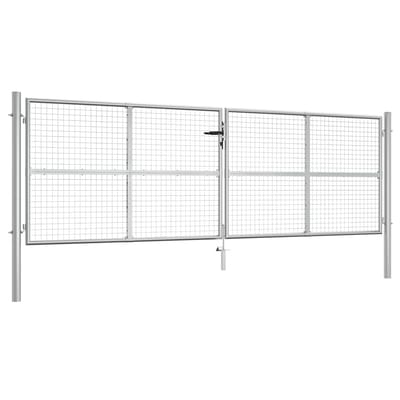 vidaXL - Tuinpoort - gegalvaniseerd - staal - 400x125 - cm - zilver