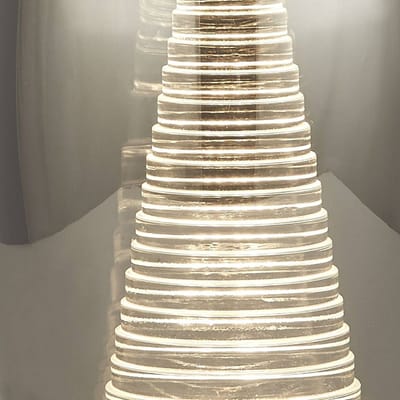 Searchlight Cyclone LED tafellamp, chroom/rook, glas, 20,5 cm hoog