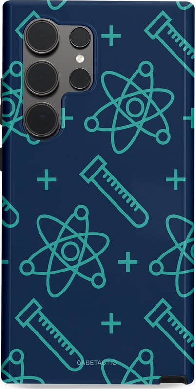 Casetastic hoesje geschikt voor Samsung Galaxy S24 Ultra - Dubbellaagse bescherming - Atomen Creaties - Fashion Case - Donkerblauw Turquoise