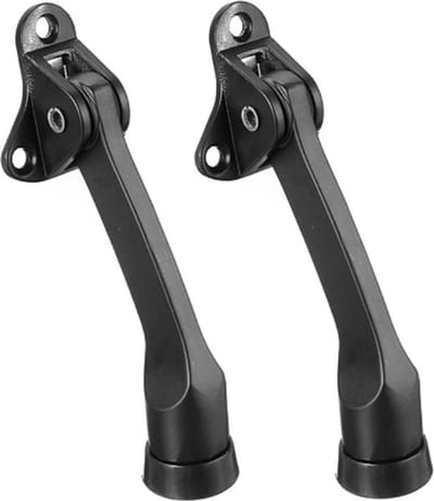 TLVX 2 stuks Deurstopper Zwart magnetisch voetbediening inclusief schroeven – deur vastzetter - deurstop - garagestopper – schuur deurvastzetter - metaal deurstop met rubber voet – stevig - buiten en binnenhuis
