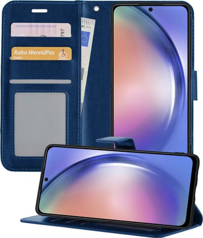 Hoesje - Geschikt voor Samsung Galaxy A54 - Luxe Bookcase - Walletcase Hoes - Portemonnee - Cover - Telefoonhoes - Donkerblauw