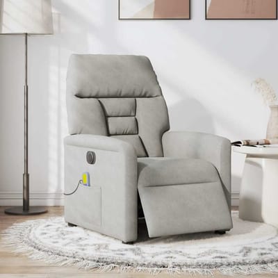 vidaXL - Massagestoel - elektrisch - verstelbaar - microvezelstof - lichtgrijs