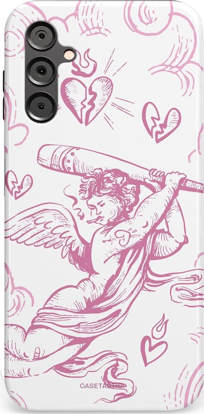 Casetastic Hoesje Geschikt voor Samsung A14 (5G/4G) - Stijlvolle Beschermende Duo-layer Case - Engel Roze Liefde