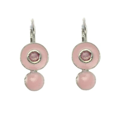 Behave - Ronde oorsteker roze kristal - Modeaccessoire - Zilver-kleur
