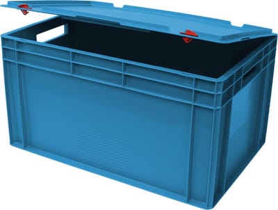 Alpac Stapelbak met deksel - Opbergbak met deksel - 600 x 400 x 335 mm - 60L - Blauw