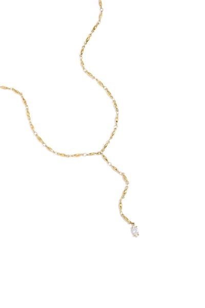 Bijoutheek Collier Y-vorm Hangende Steen Goudkleurig
