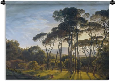 Wandkleed - Wanddoek - Italiaans landschap met parasoldennen - Kunst - Oude meesters - 120x90 cm - Wandtapijt