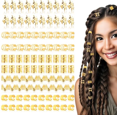 100 stuks haaraccessoires, gouden dreadlocks sieraden, gouden piraat, sieraden voor vlechten en locs, verstelbare manchetten