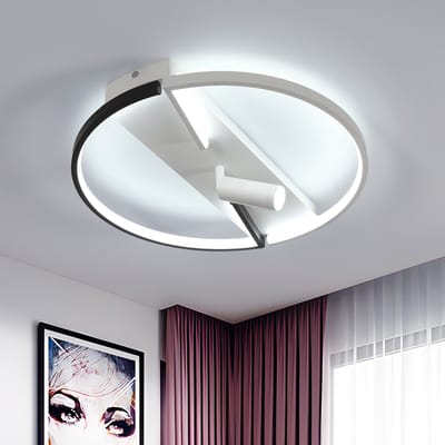 Ronde LED plafondlamp, zwart/wit aluminium, 48x48x11cm, 42W, koel wit licht 6500K, CRI80, 220V, Europa